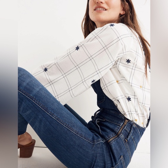 NWOT Madewell The Skinny Overalls in Elmdale Wash Side Zip Dark Blue XXS - Picture 3 of 9